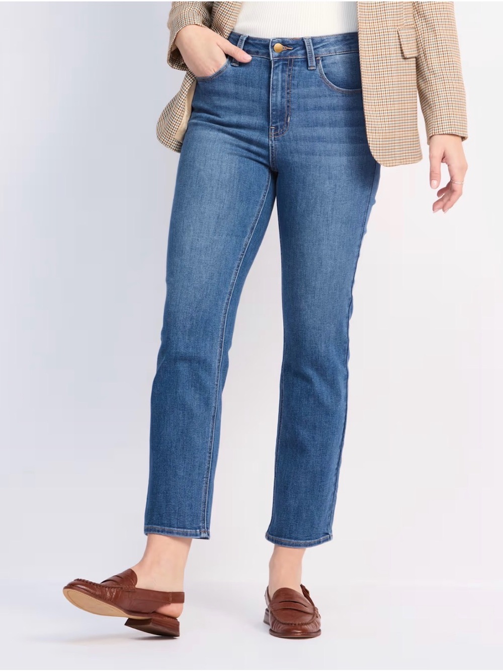NWT Indigo Six High Rise Straight Leg Jeans Medium Wash Size 10
